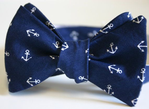 Hochzeit - Anchors Away Navy Mens Bow Tie