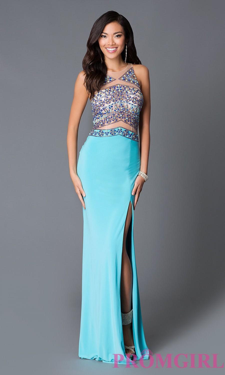 زفاف - Sleeveless Aqua Blue Jersey Prom Dress from JVN by Jovani - Discount Evening Dresses 