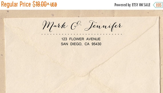Mariage - SALE Custom Address Stamp, Calligraphy Stamp, Personalized Stamp, Housewarming Stamp, Wood Handle or Self Inking