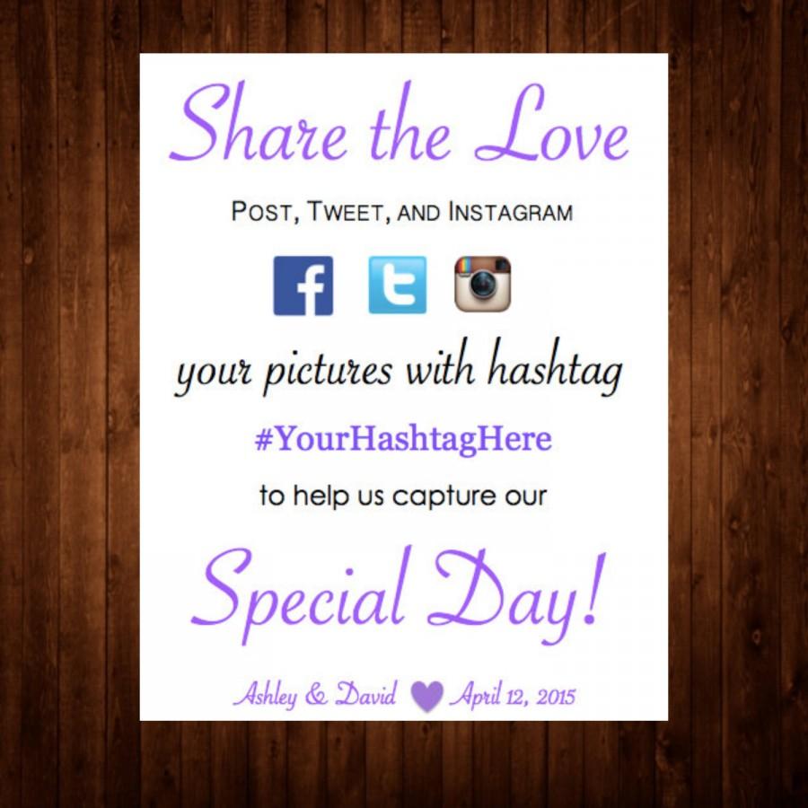 Mariage - Social Media Hashtag Wedding Sign, Instagram, Facebook, Twitter - DOWNLOAD only!