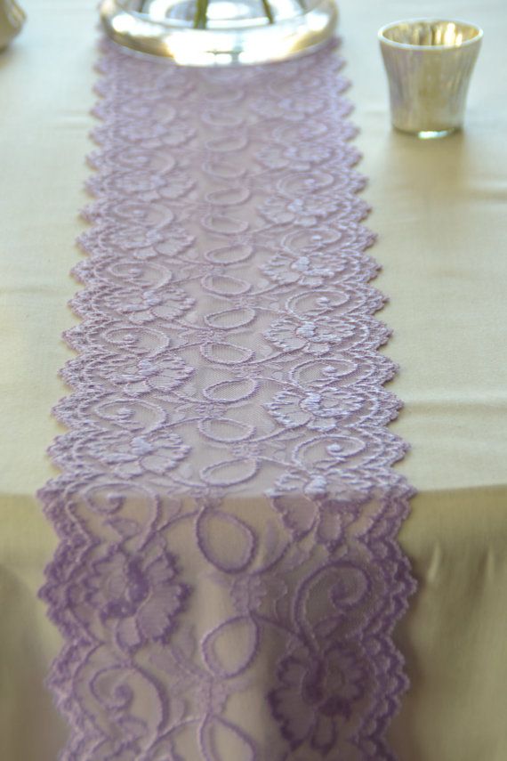 Hochzeit - Lilac / Lavender  Lace Trim 7" Wide  Lace Trim 72"/ Table Runner LaceTable Runner Lace Apparel Lace DIY Wedding / Baby Shower Easter Decor