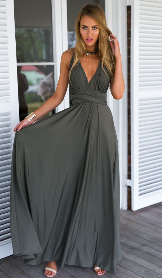 Hochzeit - Gray Versatile Crossover Prom Maxi Dress