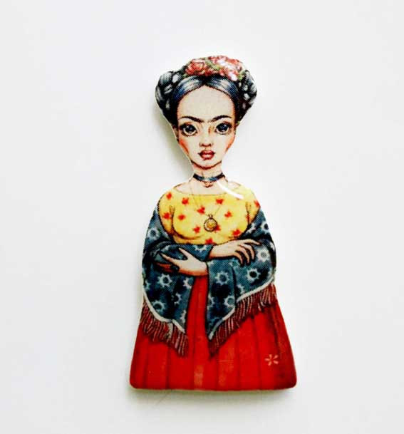 Mariage - Frida Kahlo Broach Pin Frida Kahlo Jewelry Frida Kahlo Gift Mexican Artist Unique Gift For Her Unique Jewelry Frida Kahlo Lovers