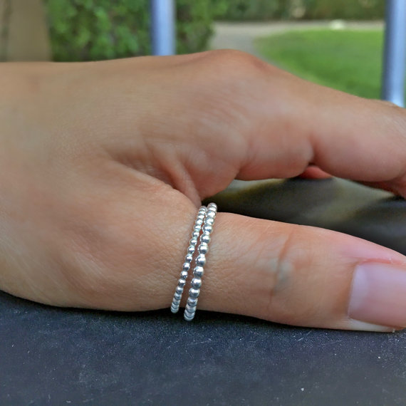 Mariage - 1.6mm Dotted Silver Ring, Free Shipping, Stacking Silver Ring, Thin silver ring, Beaded Silver Ring, Ball silver rings, Sterling Silver Ring
