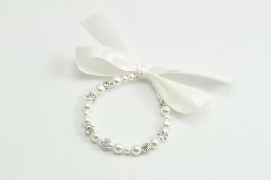 Wedding - Flower Girl Bracelet, Flower Girl Pearl Bracelet, Flower Girl Gift, Child Pearl Bracelet, Pearl Wedding Jewelry