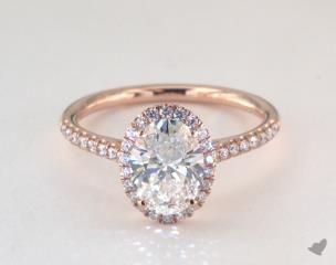 زفاف - 14K Rose Gold Pave Halo Diamond Engagement Ring (Oval Center)