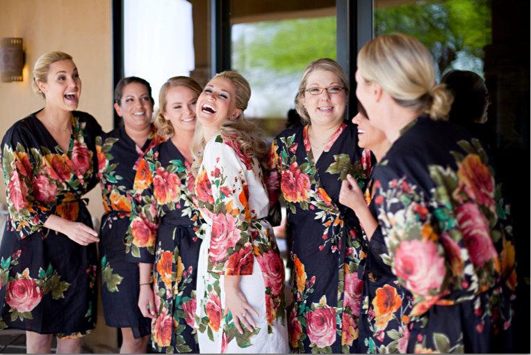 black bridesmaid robes