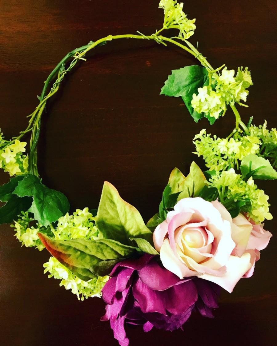 Свадьба - Floral hair crown, bridal hair piece, rose hair clip, wedding hair accessories, blue floral pin, bohemian bride, bridal hairpiece, crown