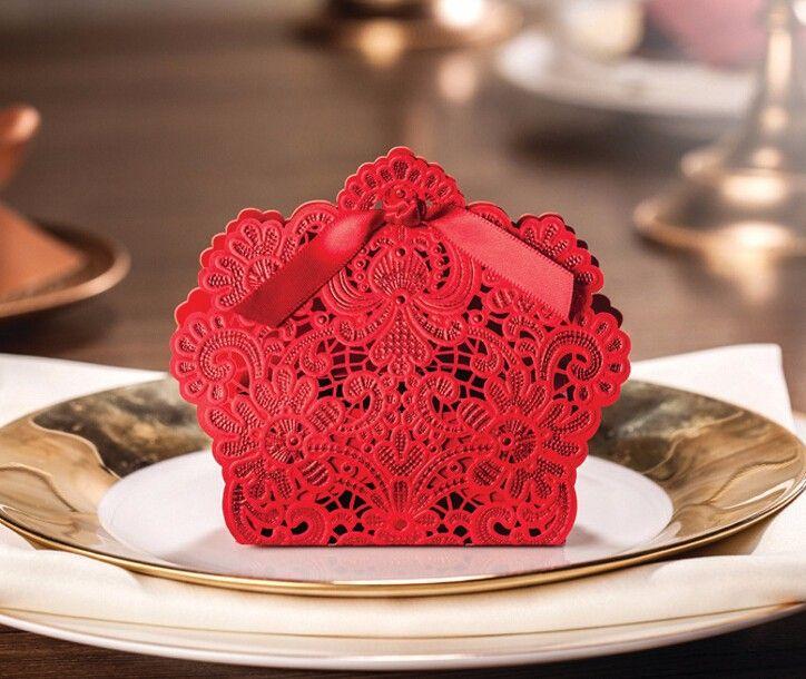 زفاف - Lace Hollow Candy Gift Wedding Box