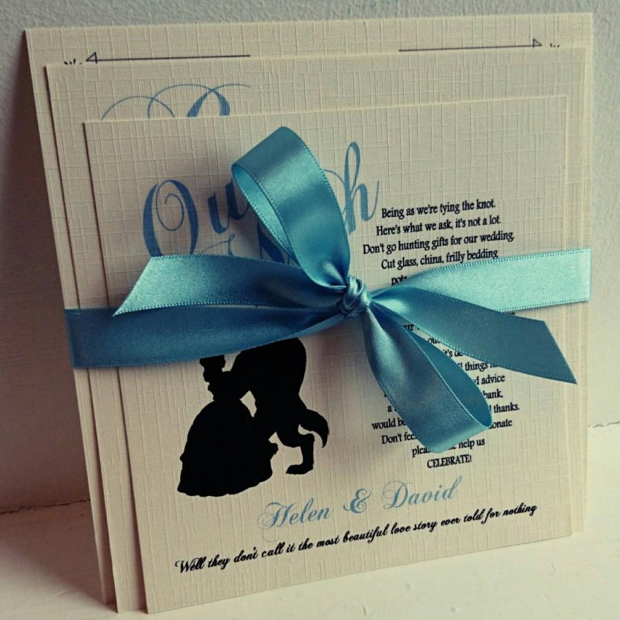 زفاف - Beauty and the Beast wedding invite, including main invite, rsvp, wish list, ribbon and envelope