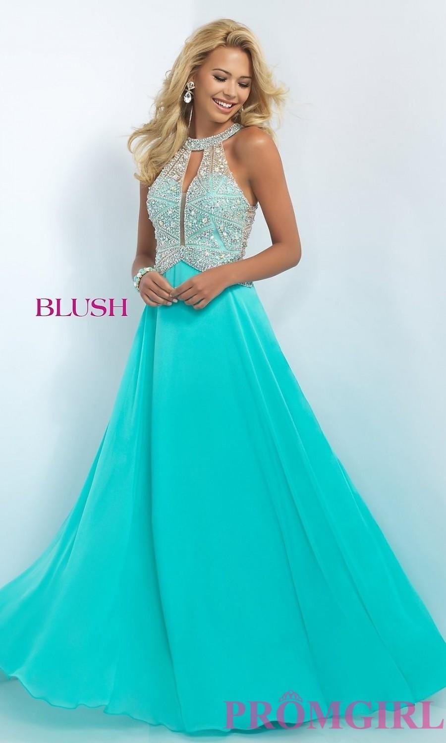 Mariage - Embellished Illusion Bodice Floor Length Chiffon Dress by Blush - Discount Evening Dresses 