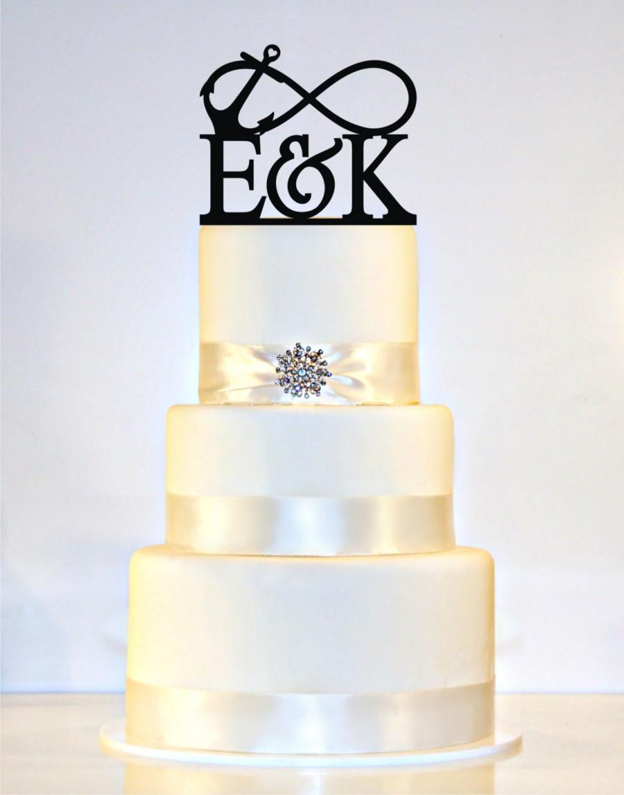 زفاف - Infinity Anchor Nautical Wedding Cake Topper Or Sign Monogram personalized with YOUR Initials