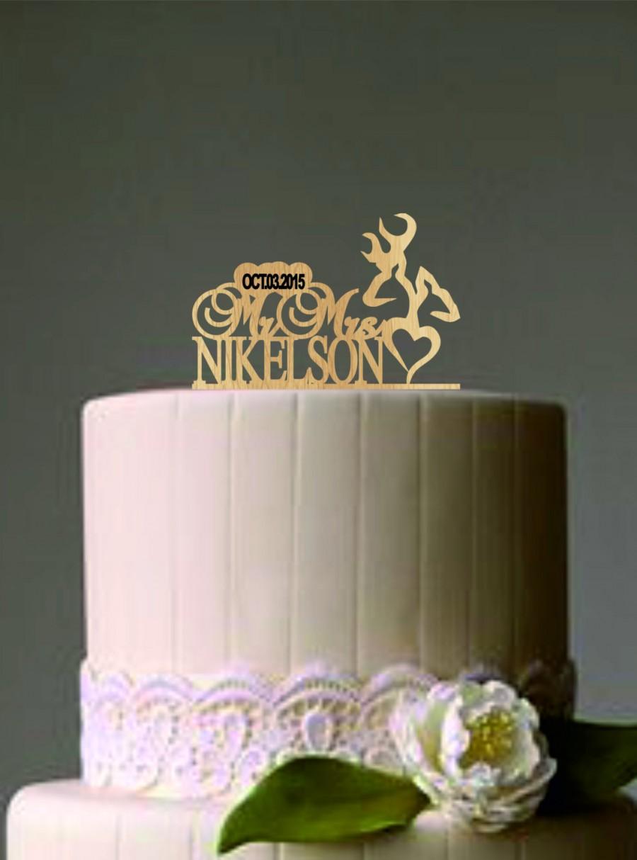 Hochzeit - Deer Wedding Cake Topper - Country Wedding Cake Topper - rustic cake topper - personalized - shabby chic - cowboy cake topper - western