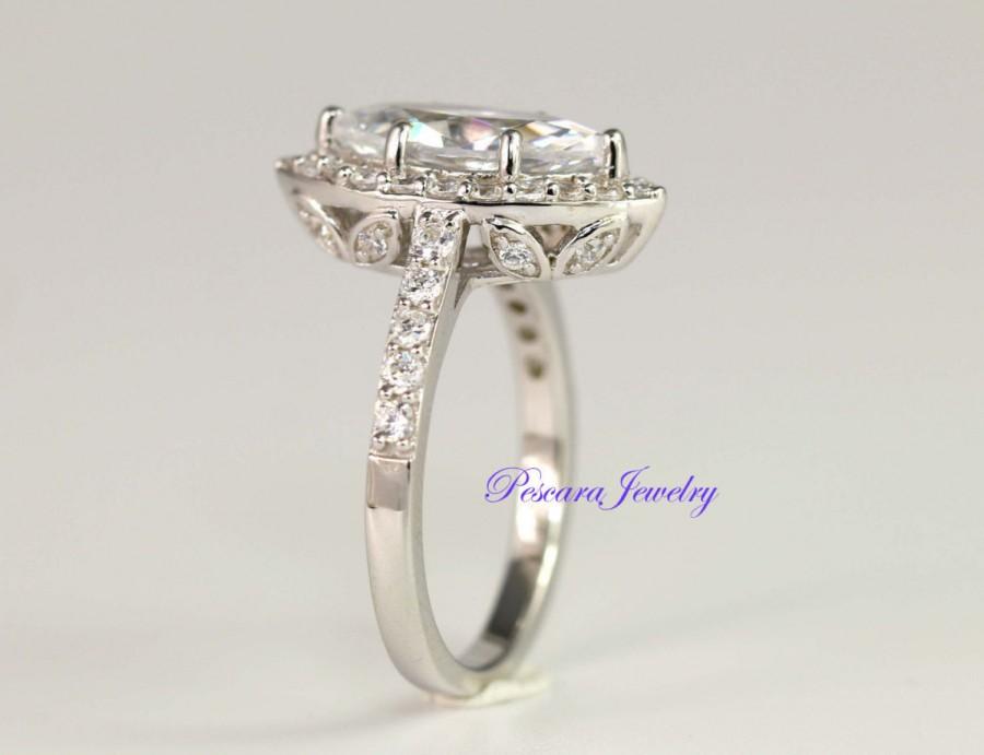 Wedding - 2 Carat Vintage Style Marquise Engagement ring - Art Deco Ring - Marquise ring - Promise Ring - Diamond Stimulant CZ - Sterling Silver