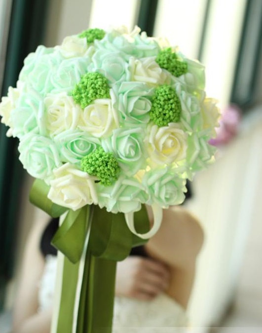 Wedding - Mint Wedding Bouquet. Alternative bridal bouquet - bridesmaids bouquet