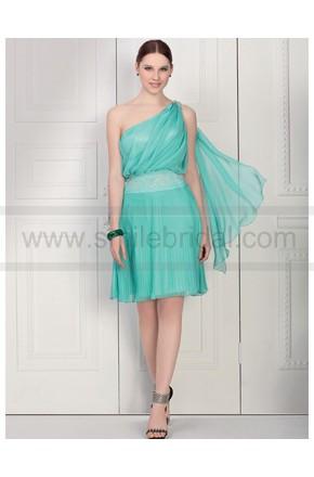 Wedding - One Shoulder Beaded Knee Length Satin Chiffon light uk senior prom dress - Summer Dresses - Party Dresses
