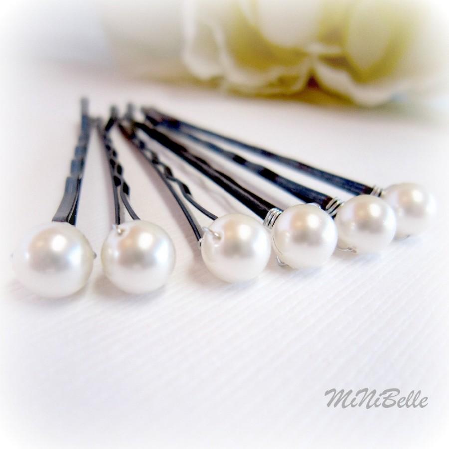 Свадьба - Bridal Hair Pins. Pearl Hair Pins. White Pearl Bridal Hair Pins. Set of 6 Pearl Hair Pins. 6mm Swarovski Pearls