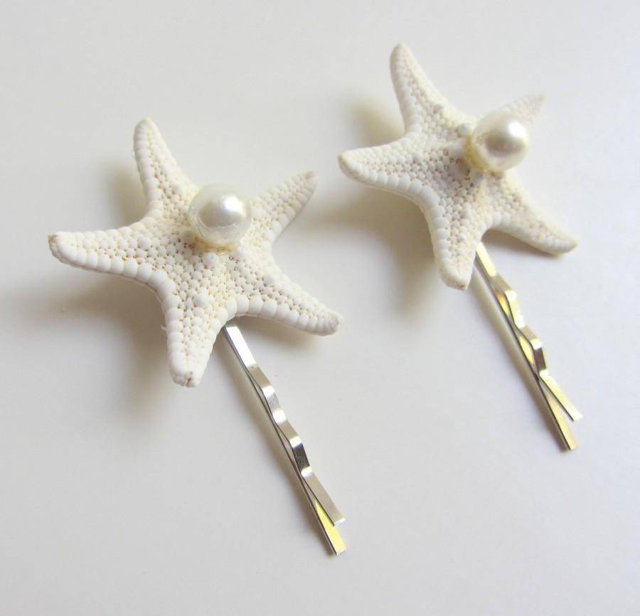 Mariage - Starfish Hair Pins - Beach Wedding Hair Accessory  - Small Starfish Hair Pins - Pearl Starfish Hairpins