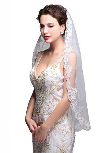 Mariage - Elegant Lace Appliques Wedding Veil 
