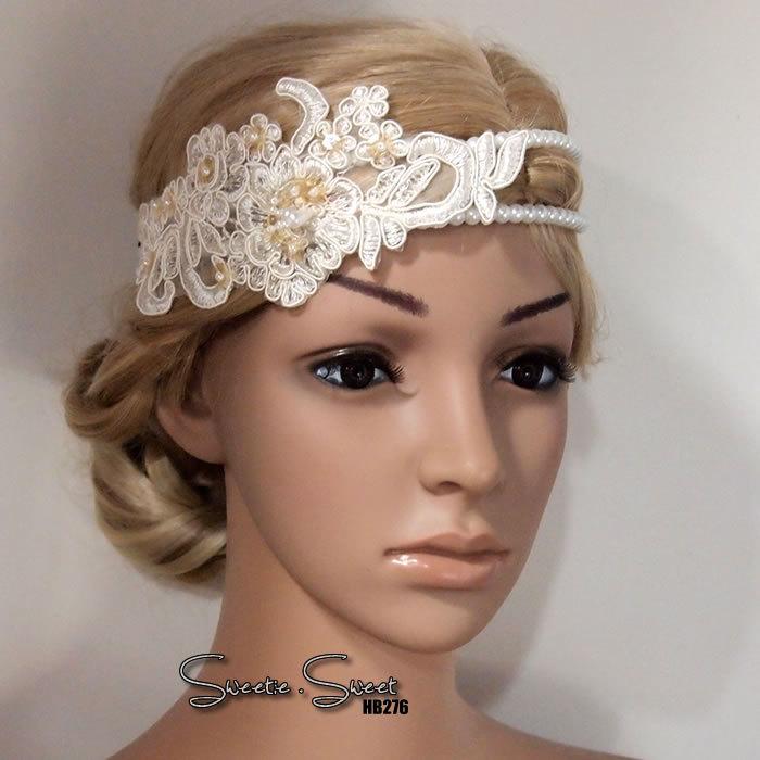 Свадьба - Lace flower headband, bridal headband, wedding accessories, wedding headband, Bridal headpiece, Race Fascinator, flower girl, Wedding Tiara