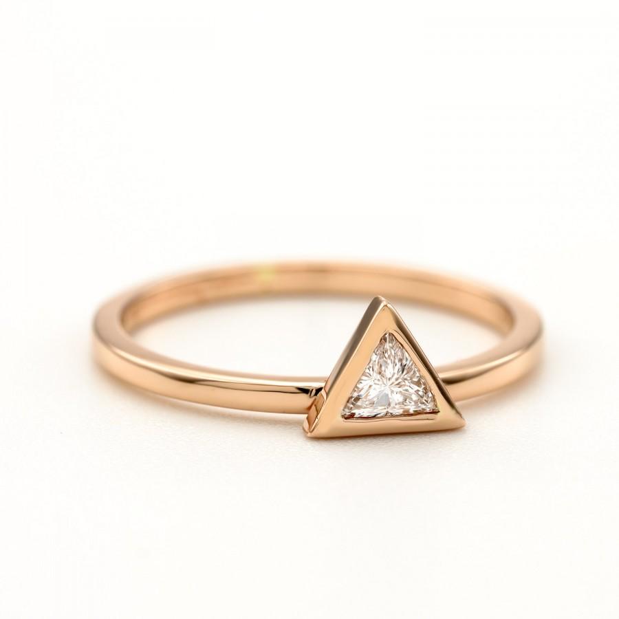 زفاف - Trillion Diamond Solitaire Ring - Triangle Diamond Engagement Ring