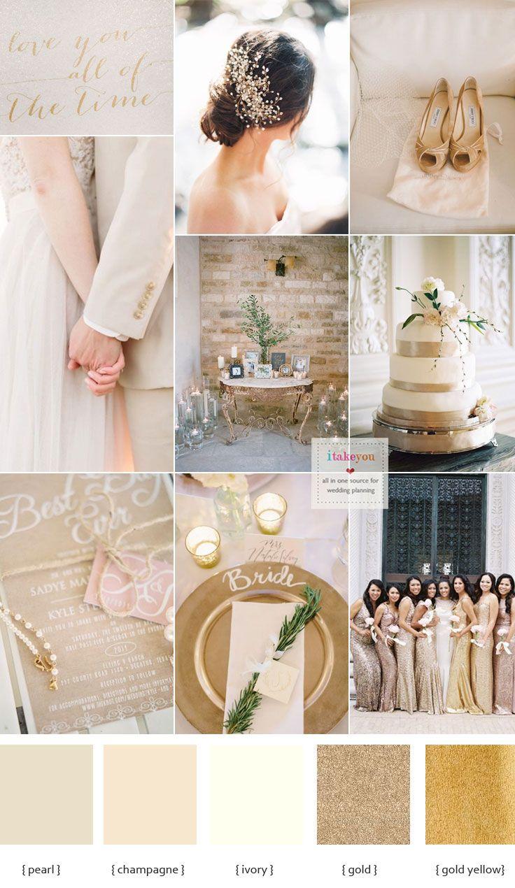Mariage - Champagne Wedding Colors Schemes { Champagne   Pearl   Ivory & Gold }