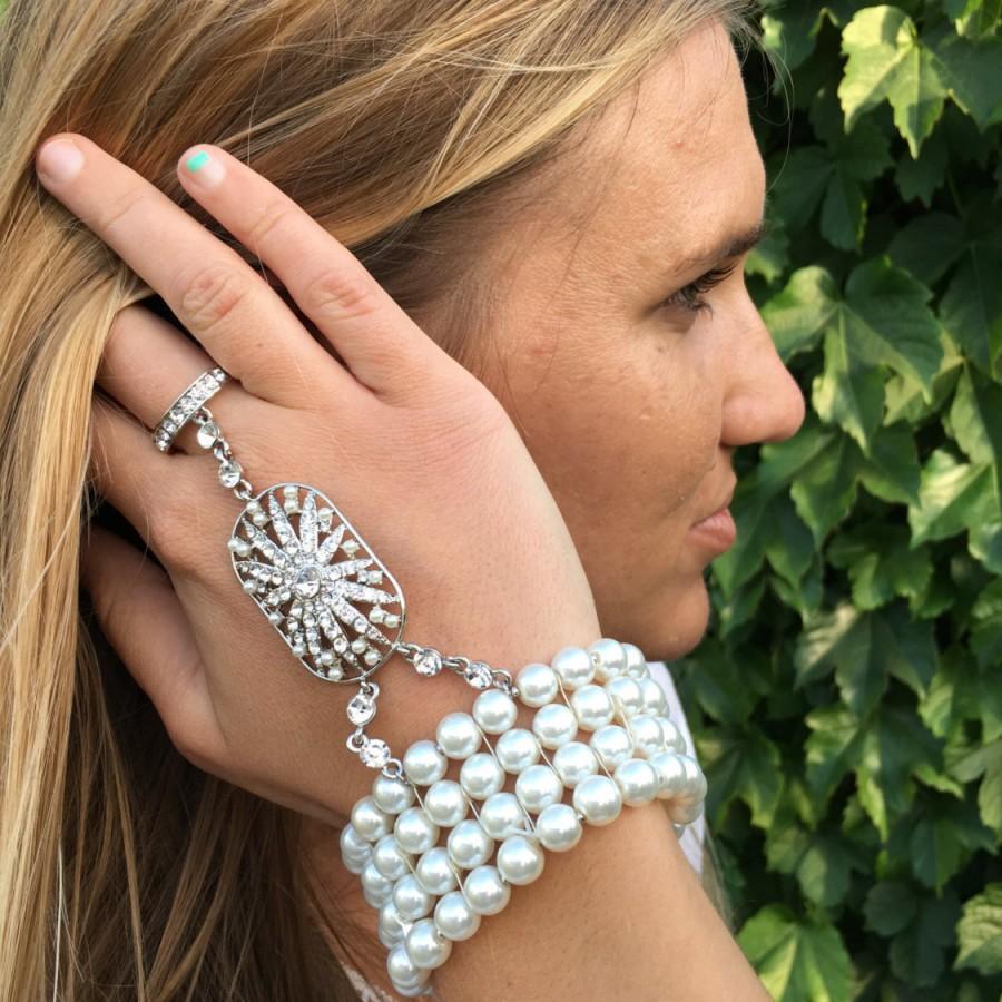 Mariage - Great Gatsby bracelet -  Flapper bracelet - Great Gatsby jewelry - Gatsby accessory - Wedding Art Deco bracelet - Ring Bracelet - 1920s cuff