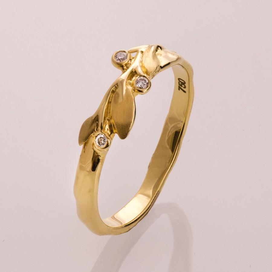 Wedding - Leaves Diamonds Ring No. 9 - 14K Gold and Diamonds engagement ring, engagement ring, leaf ring, filigree, antique, art nouveau, vintage