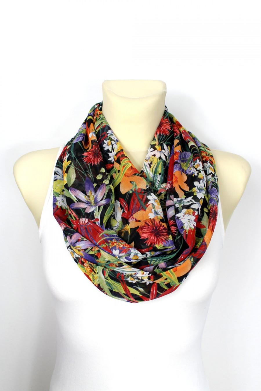 Mariage - Infinity Scarf Floral Infinity Scarf Printed Scarf Unique Handmade Scarves Ladies Fashion Scarves  Gift Womens Gift for Her Celebrations