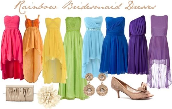 Свадьба - Rainbow Bridesmaid Dress Idea
