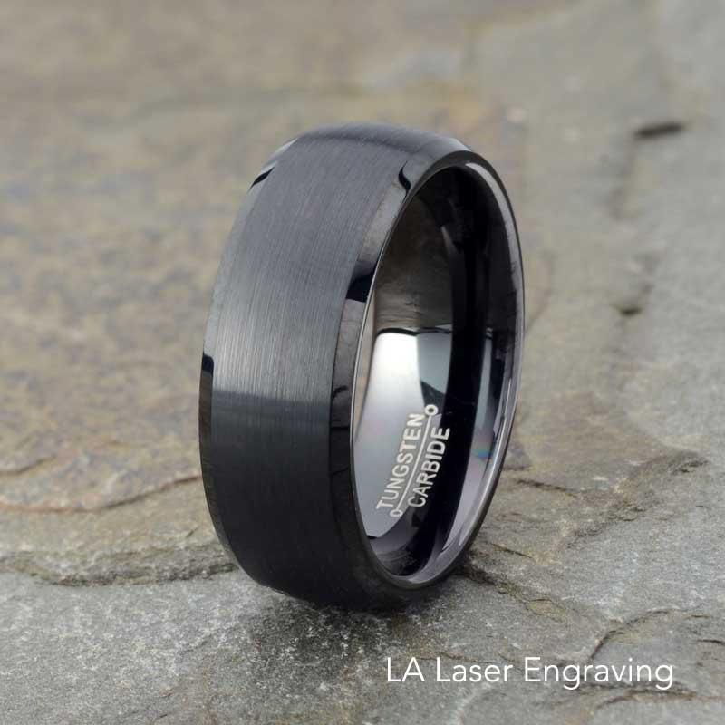 Свадьба - Black Brushed Tungsten Wedding Band, Mens Wedding Band, Domed Mens Ring, Polished Beveled Edge, Mens Tungsten Ring, Anniversary, 8mm band