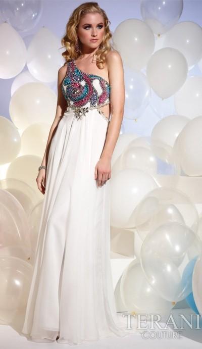 Hochzeit - Terani Prom Dress with Colorful Beaded Bodice P614 - Brand Prom Dresses