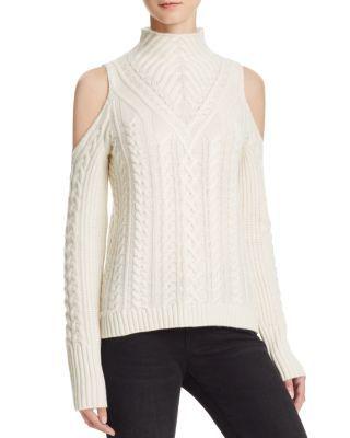 زفاف - Cashmere Cable Knit Cold Shoulder Sweater