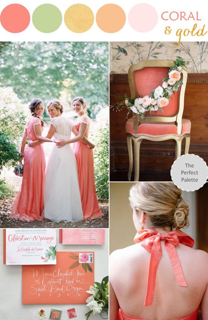 Mariage - Wedding Color Palette: Coral, Green   Gold