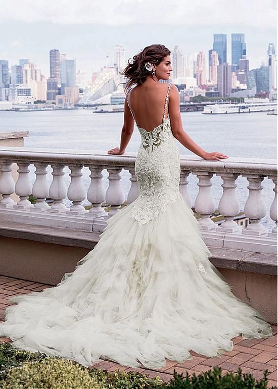 Wedding - [236.99] Fabulous Tulle Spaghetti Straps Neckline Mermaid Wedding Dresses With Lace Appliques  - Dressilyme.us