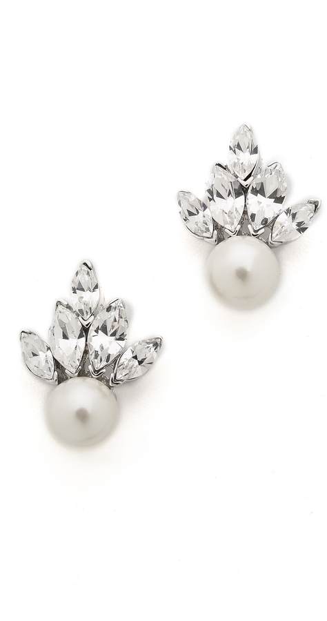 زفاف - Kenneth Jay Lane Crystal & Imitation Pearl Earrings