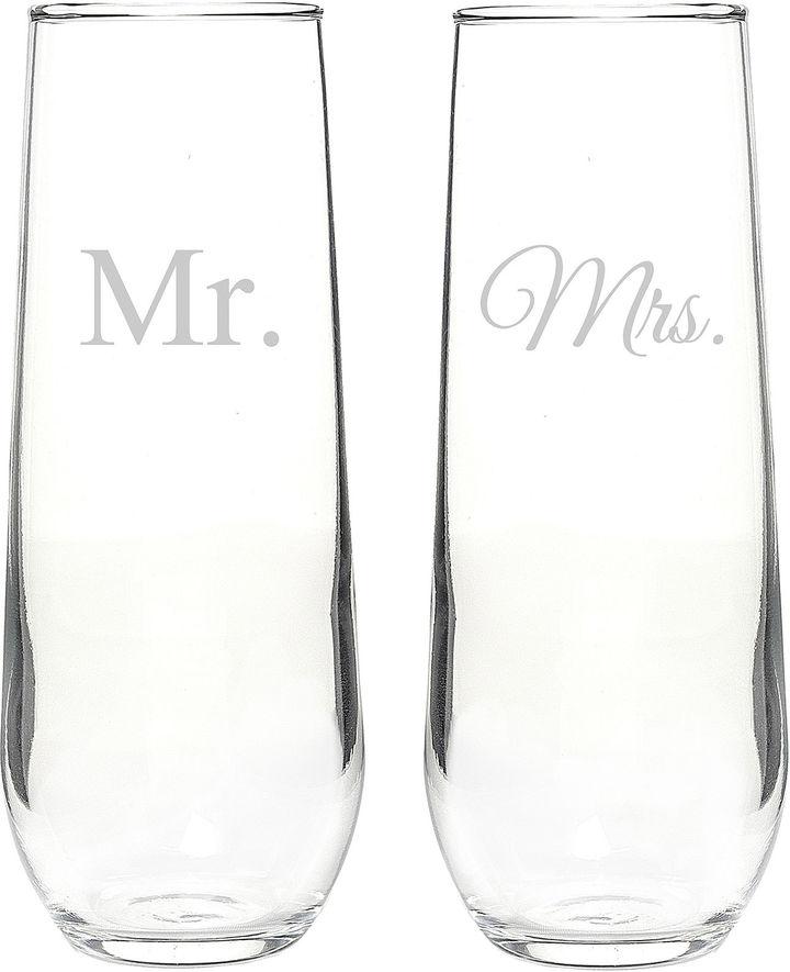 زفاف - CATHYS CONCEPTS Mr. & Mrs. Set of 2 Champagne Toasting Flutes
