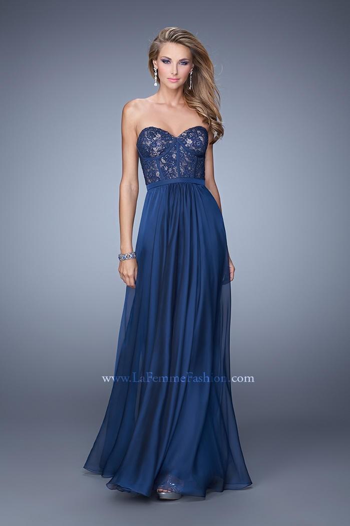 Hochzeit - La Femme 21079 Jeweled Lace and Chiffon Gown - Brand Prom Dresses