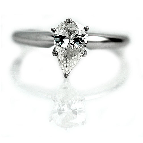 زفاف - Vintage Pear Shape Engagement Ring GIA .88ctw Vintage Pear Cut Diamond Engagement Wedding Solitaire Ring Size 5!