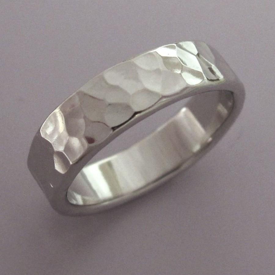 Mariage - Hammered Palladium 950 Wedding Ring with Polished or Matte Finish, Choose a Custom Width