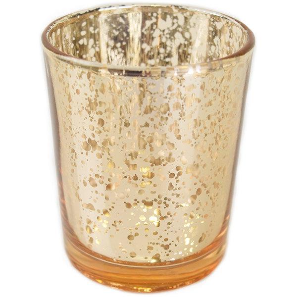 Hochzeit - Mercury Glass Votive Candle Holder 2.75"H Speckled Gold - Just Artifacts - Item:MGV020001 - Votives for Weddings, Parties, & Home Decor