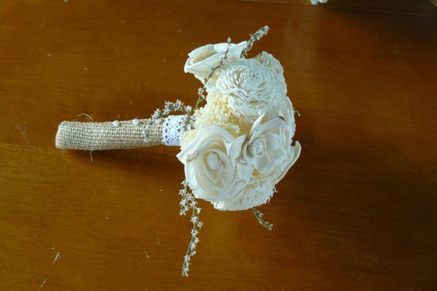 Wedding - Wedding, Ivory Sola wood Bouquet, Wood Bouquet, Bridal Bouquet, Sola flowers, Bouquet, Handmade