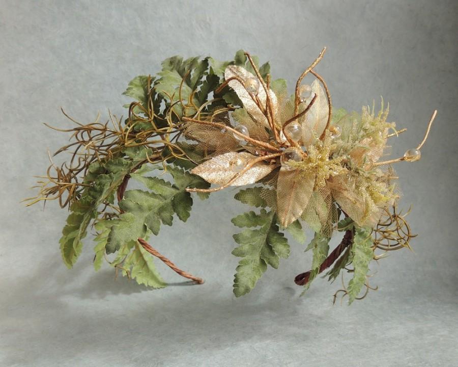Hochzeit - Bohemian Forest Hair Wreath, Rustic Woodland Crown Tiara, Wedding Hair Accessories, Boho Vine Crown, Floral Wreath Crown, Woodland Headband