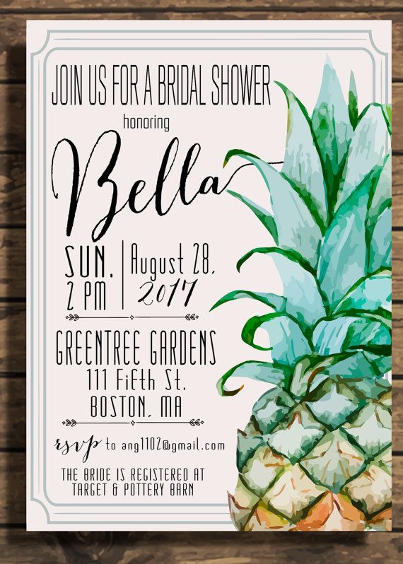 Wedding - Pineapple Invitation, Pineapple Bridal Shower, Pineapple Wedding, Pineapple Birthday, Party Invitation Printable