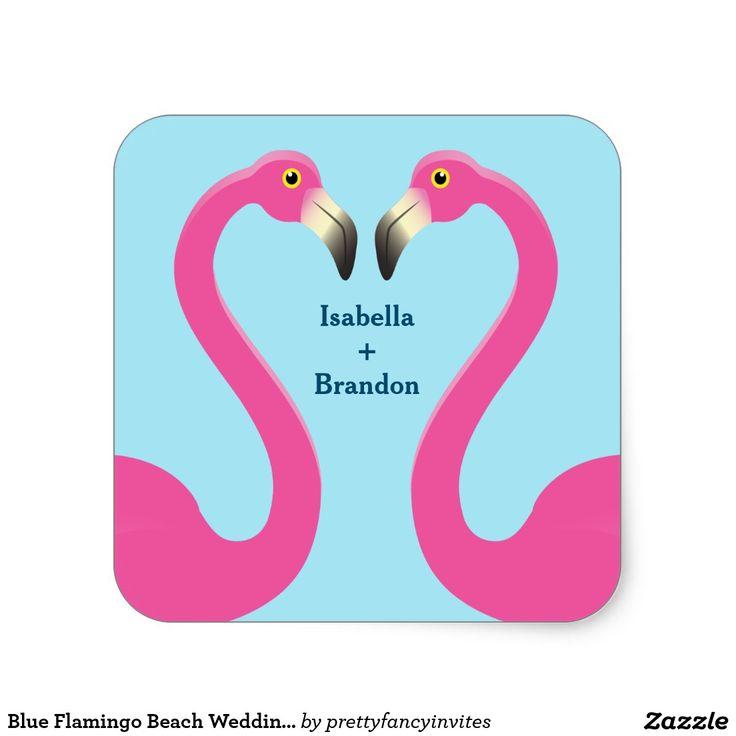 Wedding - Blue Flamingo Beach Wedding Sticker