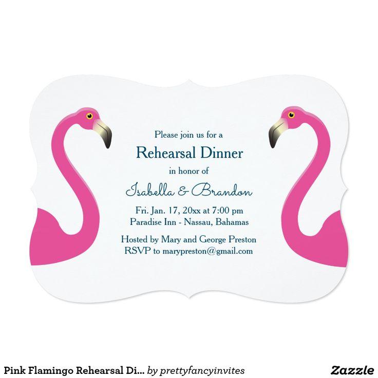 Hochzeit - Pink Flamingo Rehearsal Dinner Invitation