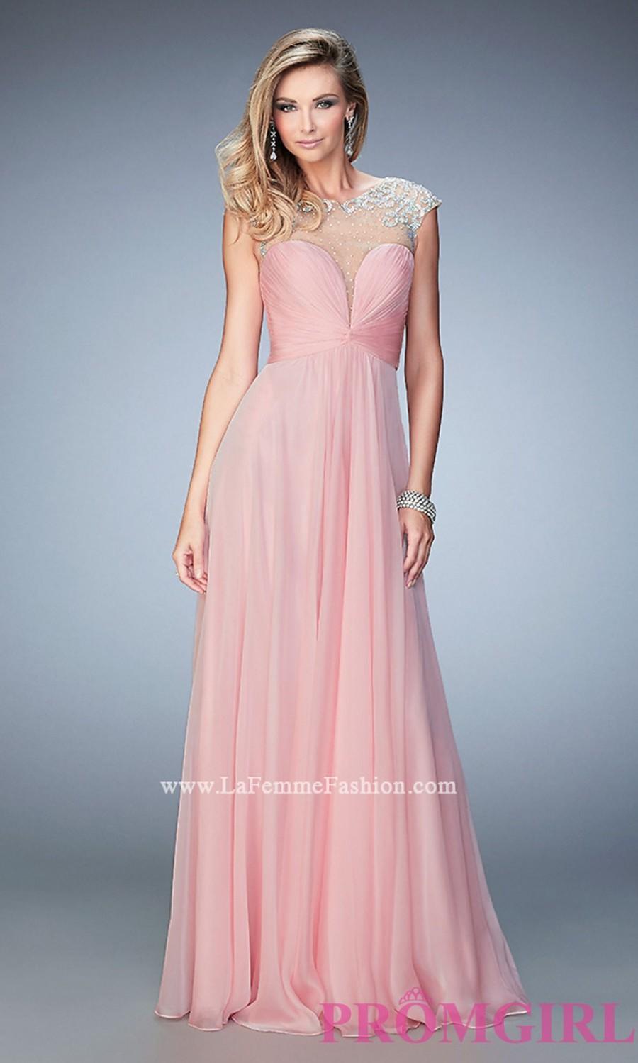 Wedding - Illusion Sweetheart Chiffon Long Prom Dress by La Femme - Discount Evening Dresses 