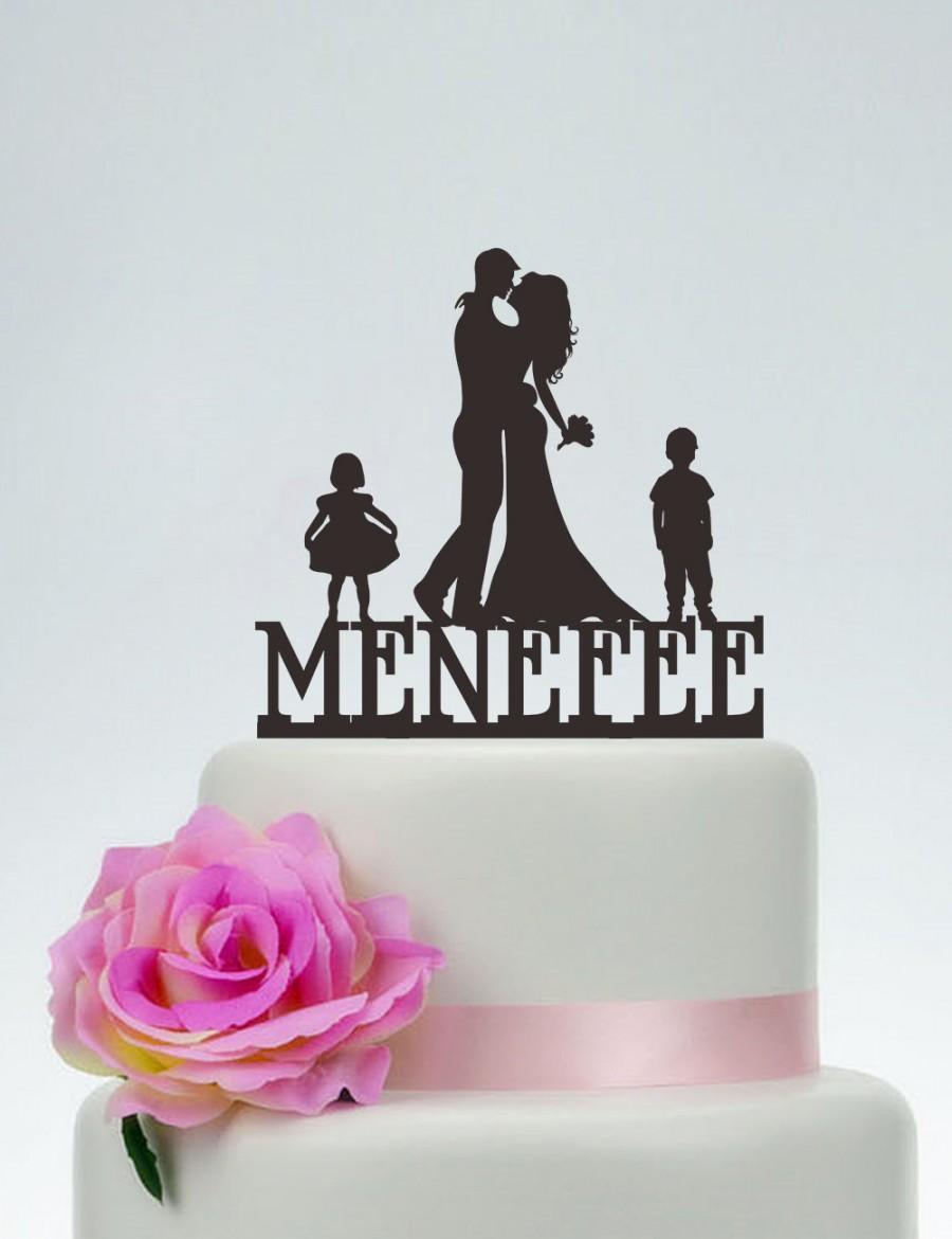 Mariage - Wedding Cake Topper,Bride and Groom Cake Topper with Kids,Love Family Cake Topper,Custom Cake Topper,Acylic Cake Topper,Cake Decoration C113