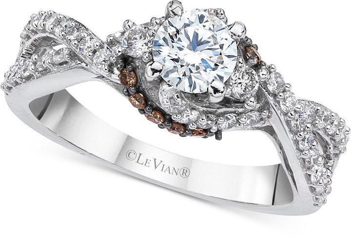 Wedding - Le Vian® Bridal Twisted Diamond Engagement Ring (1 ct. t.w.) in 14k White Gold