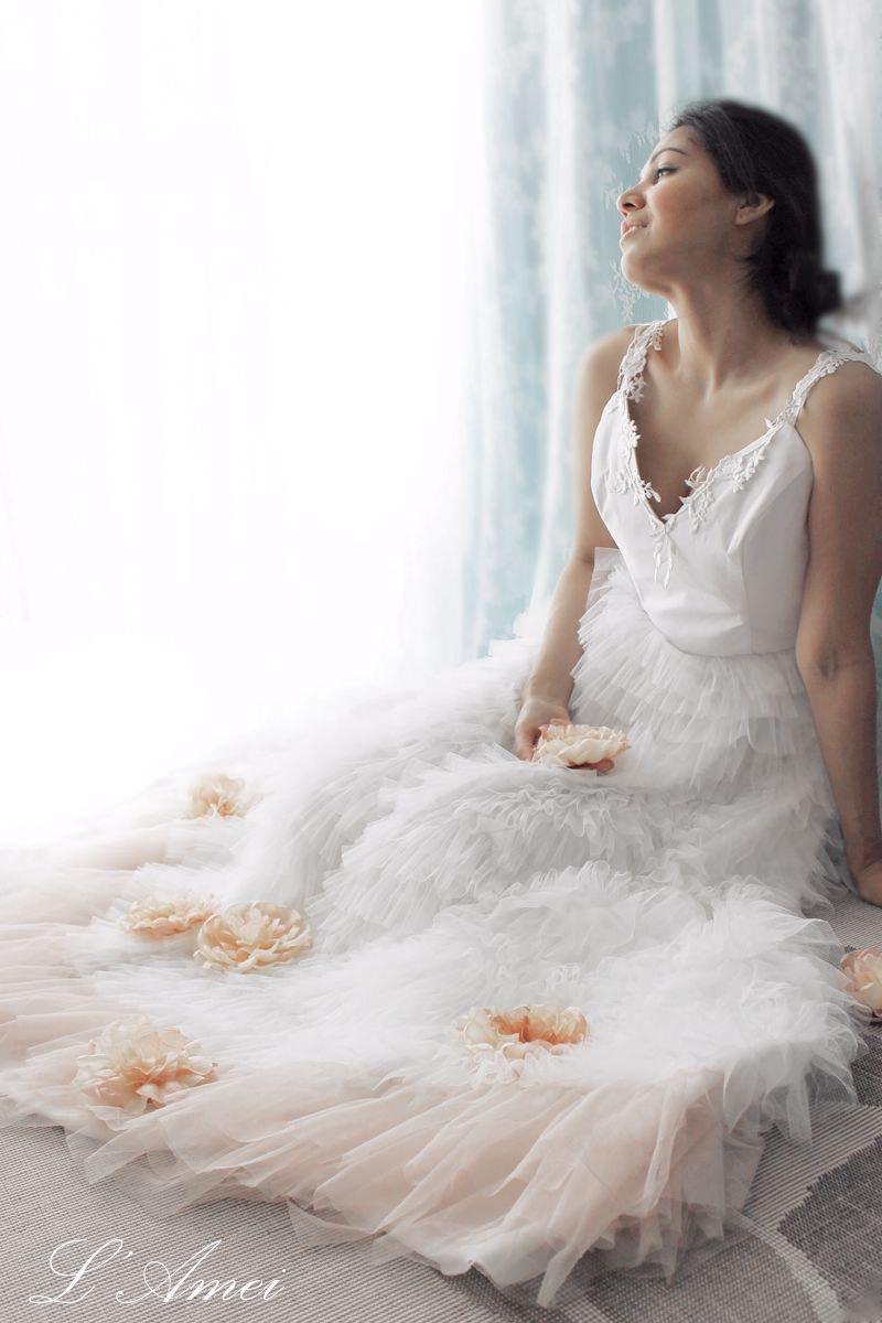 زفاف - Beach Fairy Style Gradient Blush and Ivory Boho Wedding Dress Bridal Gown. Skirt Only Option Also Available.